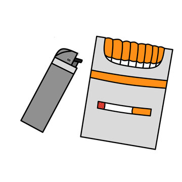 Open pack of cigarettes and a pocket lighter