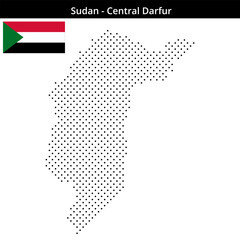 Obraz premium Map of Sudan region Central-Darfur in small cross shaped dots