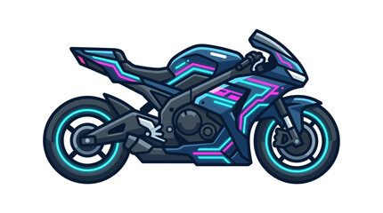 Obraz premium Dark blue and purple neon sport motorcycle