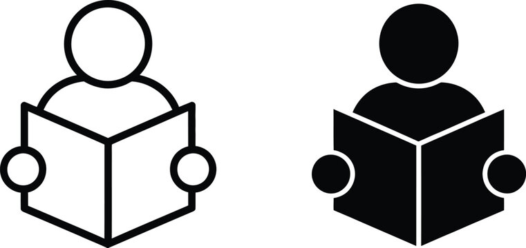 Book open reader icon for your website and app UI designs with clean modern style and editable vector graphics.