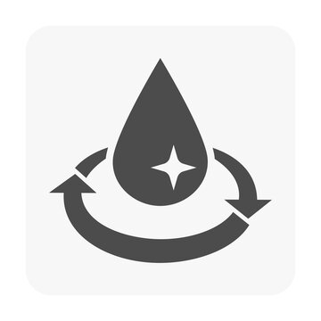 Water recycling drop silhouette vector icon representing purified water, clean liquid, sustainable resource, filtration cycle, environmental conservation, eco technology, wastewater treatment, circula