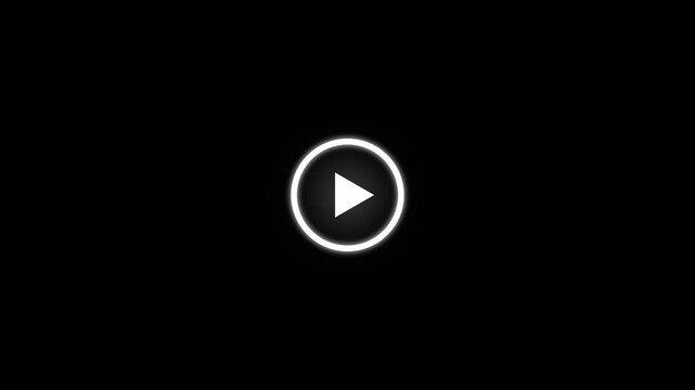 Play icon animation on black background.Motion graphics of play button concept play pause button sign symbol.