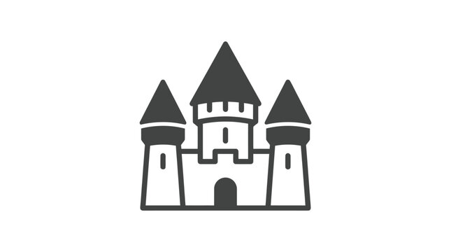 Black and white castle towers silhouette.