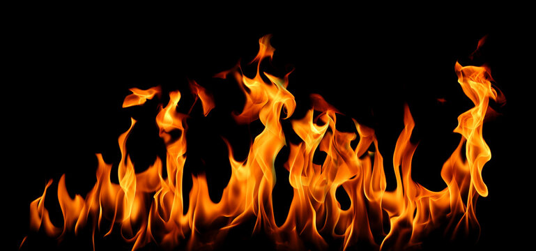 abstract fire flame isolated black background. fire effect