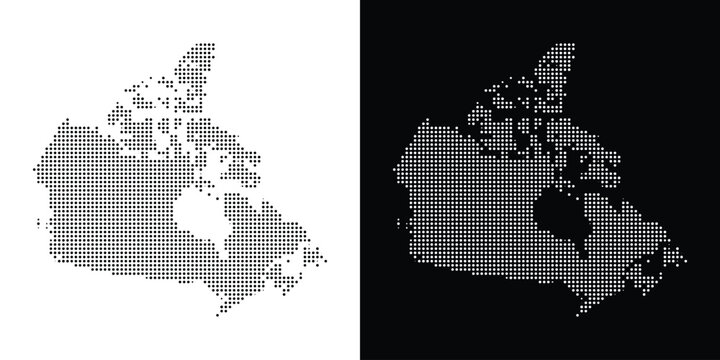 Halftone canada map made of dots, halftone style vector illustration