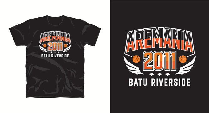 Aremania 2011 batu riverside basketball club emblem design for sportswear.