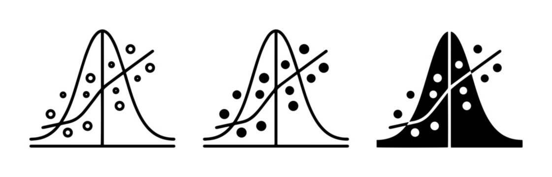 Statistical Distribution Icons, Normal Curve Data Visualization, Probability Graph Set