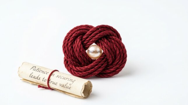 Treasure knot with pearl and scroll of true value