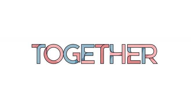 Together Typography Design Interlocking Pastel Letters for Unity Concept Connection and Teamwork Background