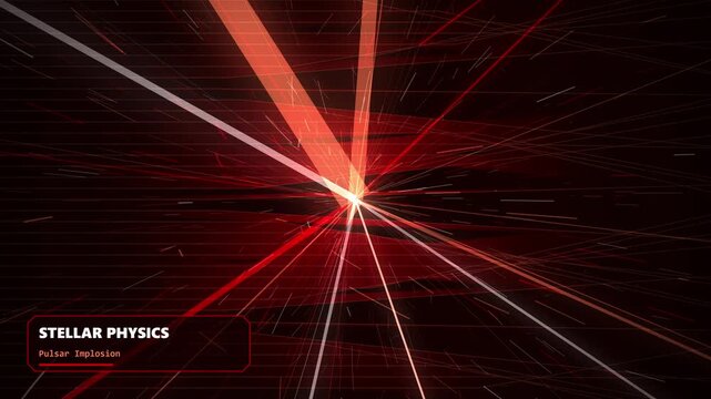 Stellar Physics Pulsar Implosion featuring intense red light beams radiating through deep space cosmic energy