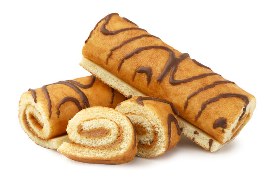 Mini biscuit rolls and pieces on a white. Isolated