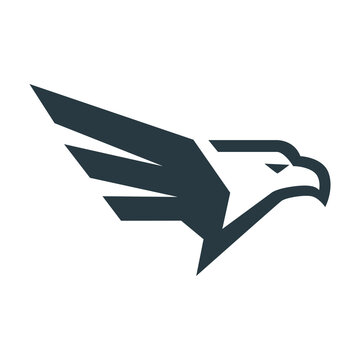 Geometric Style Eagle Head Profile Vector Icon in Dark Gray Color Isolated on White Background for Modern Brand Logo
