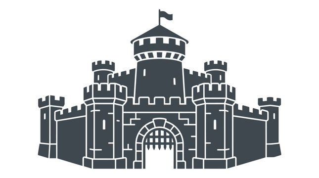 Sand Castle Fortress Structure Icon.