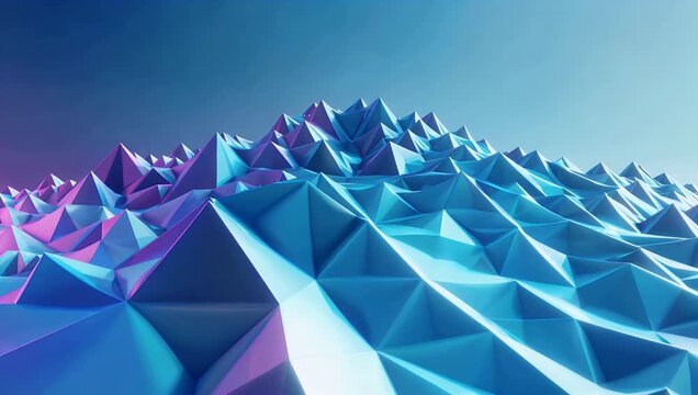 High quality 4K 3D abstract graphic animation mapping a shifting mathematical landscape grid cycling smoothly through waves of deep blue and vivid purple color gradients