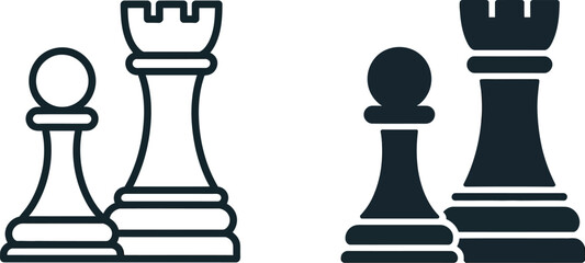 Chess icon for your website and app UI designs with clean modern vector style and editable strokes. © Komola