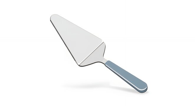 Premium Cake and Pie Server Spatula with Ergonomic Gray Handle and Serrated Blade Isolated on Plain White