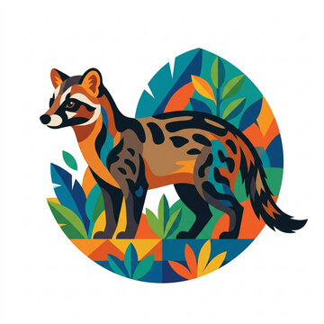 Vibrant Musang Civet Cat Vector Icon in Flat Design
