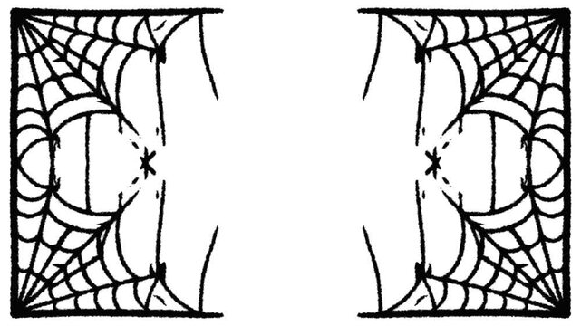 Halloween spider web corner border frame line art