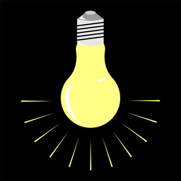 Light bulb on black background vector illustration.