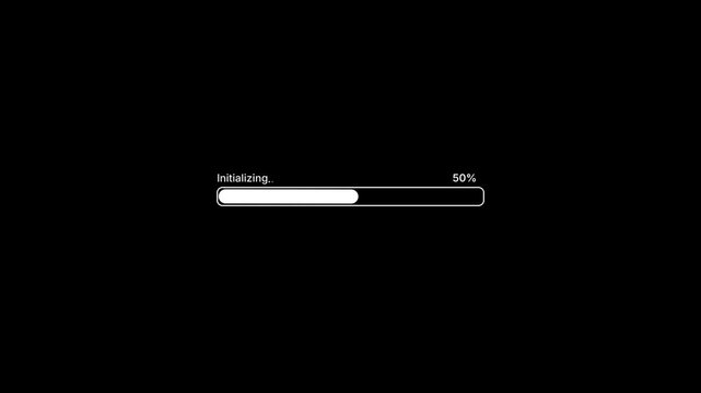 Minimal Initializing Progress Bar With 4 Percent Completion On Black Background Modern Software Startup Loading Interface System Boot Technology Animation 4K Motion Graphics