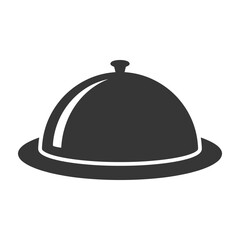 Fototapeta premium A dark gray domed serving tray with a handle is depicted.