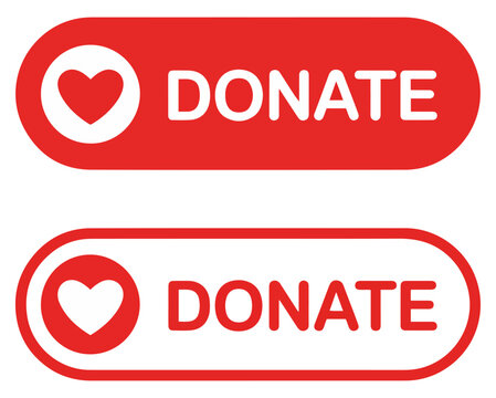 donate button with heart icon vector