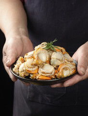 Fresh Shucked Scallops Without Shells - Raw Seafood Meat Ready for Cooking © DangThi