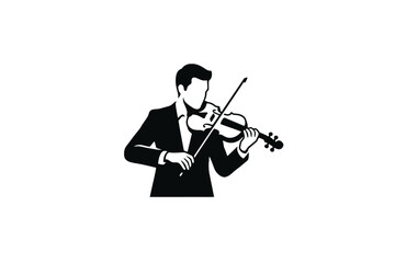 Fototapeta premium Violinist Silhouette Playing Classical Music Vector