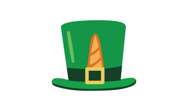 Green leprechaun top hat with orange and yellow shamrock design for st patricks day vector