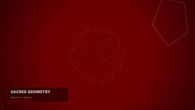 Glowing Metatron Sphere featuring intricate interconnected nodes and lines within a dark deep red space