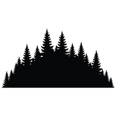Evergreen coniferous pine forest silhouette illustration vector design for background. © MDSAJEEB