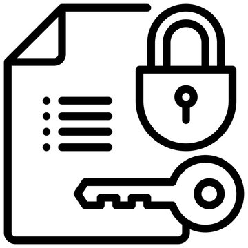 paper document report file key lock protection simple line icon