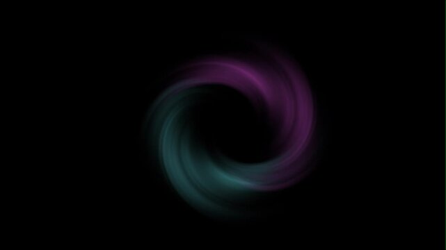 Swirling vortex of bright light trails of two colors on a dark background. Big data, block chain and digital technology concept. Template with free copy space for text. Conte intro.