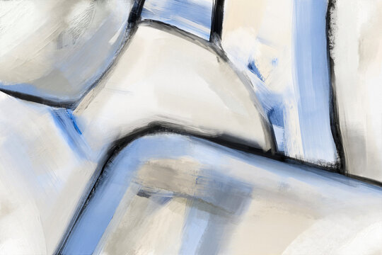 Architectural abstract composition with geometric balance and expressive painted textures