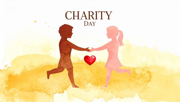 International Day of Charity Watercolor Illustration with Heart of Compassion