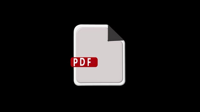Pdf file animation, digital document symbol, business file format for web and software interface 4k video.
