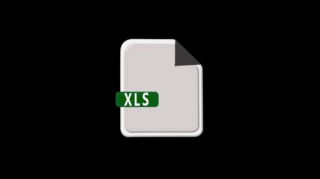 Animated XLS spreadsheet file rotating for business data analysis and financial reporting software interface 4k video.