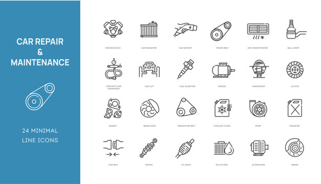 Car Repair and Maintenance Icons