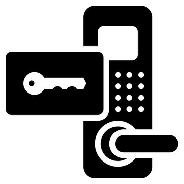 door lock key card security protection solid glyph icon