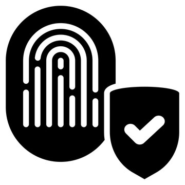 finger print personal identity information protection solid glyph icon
