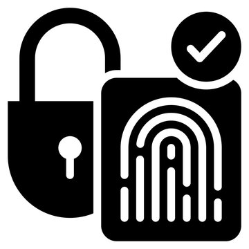 key lock fingerprint identity check protection safety solid glyph icon