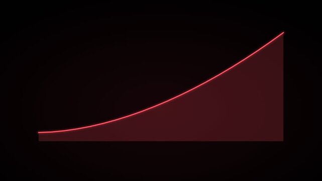 rising area growth chart on a black background, crimson red color