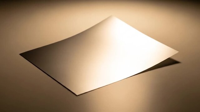 Minimalist sheet of paper gently bending with soft light and shadows