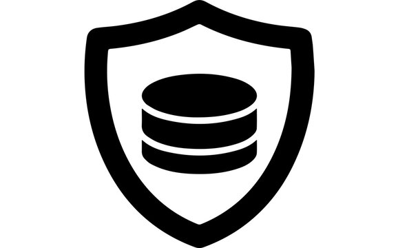 Data protection shield icon representing secure storage, cybersecurity, and digital safety for cloud and server protection