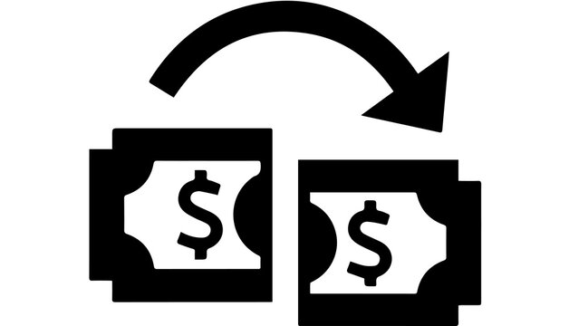 Money transfer icon representing financial transactions, currency exchange, and payment processing with dollar signs and arrows