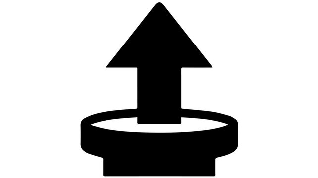 Simple black arrow pointing upwards icon, representing progress, growth, and upward movement, a modern graphic design element