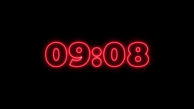 Minute countdown.10 minute to 0 second countdown digital set icon.Abstract clock,minute,second,time concept icon animation.