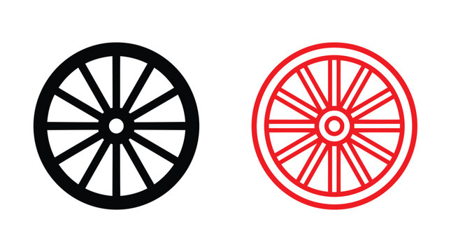 Wagon Wheel Silhouettes In Black And Red Minimalist Style Silhouette
