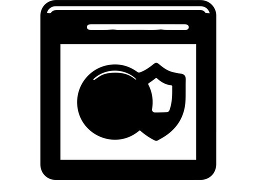 Modern black icon representing security and protection, featuring a shield and lock, symbolizing data safety and digital defense