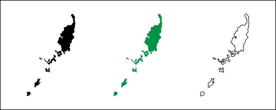 Palau map vector silhouette with black outline and satellite style isolated on white background